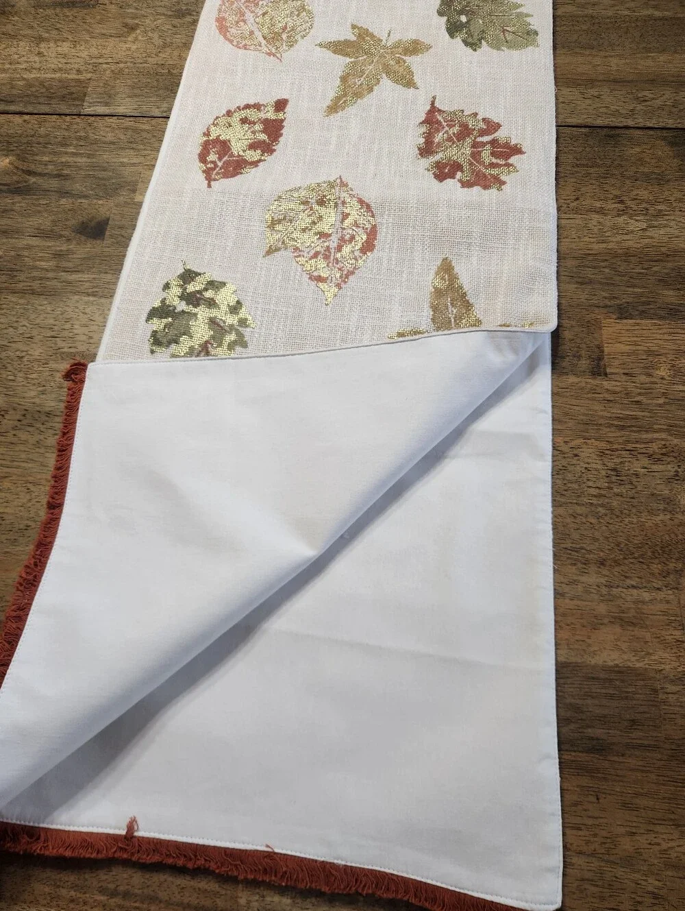 Mireille Designs Fall Leaf Table Runner 16x90 Gold Autumn Thanksgiving